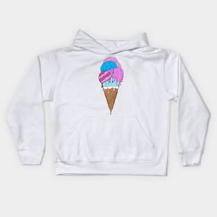 Cotton Candy Cute Ice Cream Cone Kids Hoodie